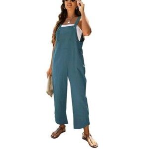 AMEBELLE Sleeveless Cotton Linen Overalls Rompers Baggy Wide Leg Jumpsuit Size S